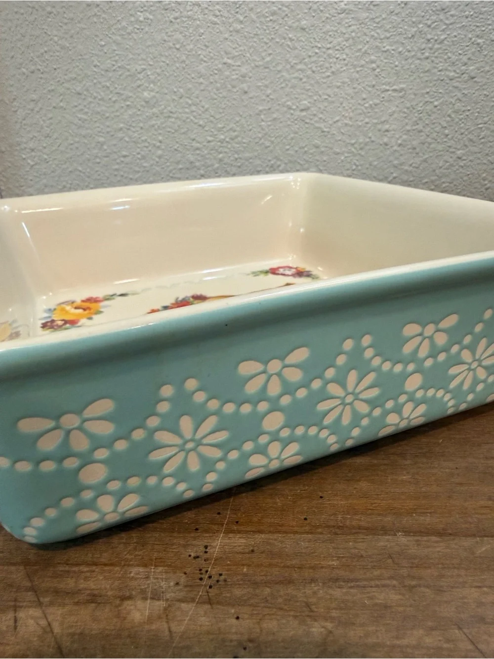 Pioneer Woman Cow Stoneware Square Baking Dish Casserole Pan Floral 9x9
